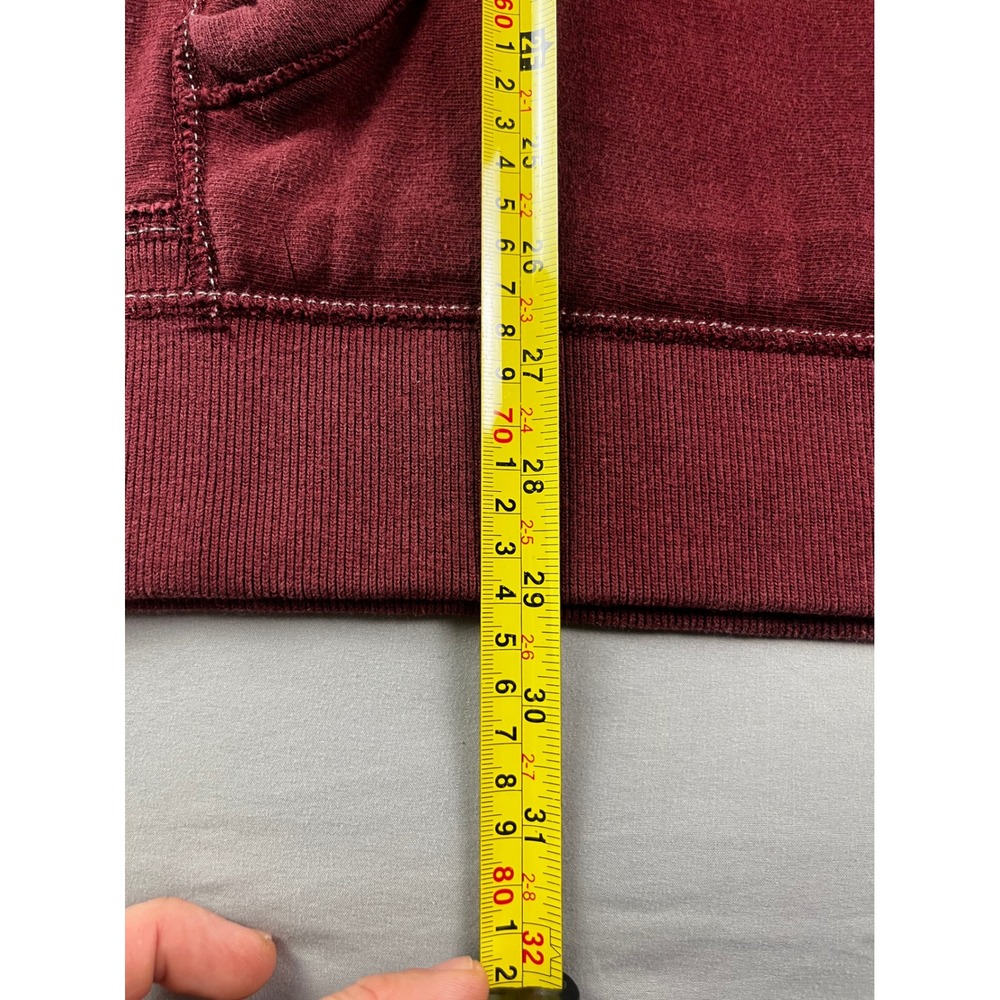 American Eagle Outfitters Mens Hoodie Large Fleece Burgundy Distressed Y2K - Picture 5 of 7